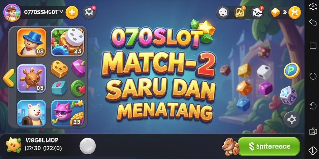 Tampilan gameplay Match-3 di 070SLOT dengan kombinasi warna-warni.