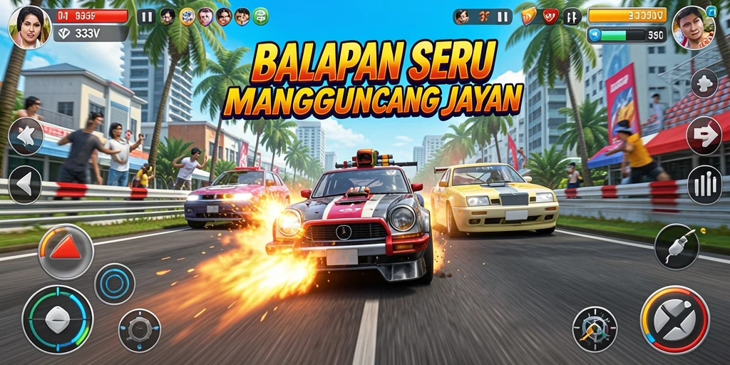 Gameplay balapan seru di 333V dengan grafik menarik.
