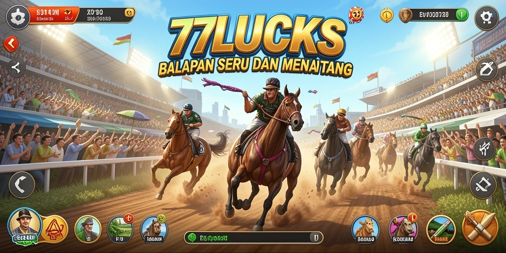 Tampilan gameplay seru di 77LUCKS dengan mobil balap.