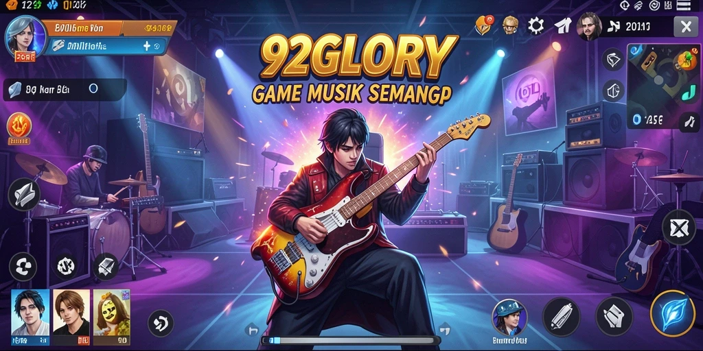 Tampilan gameplay menarik dari 92GLORY dengan berbagai pilihan musik.