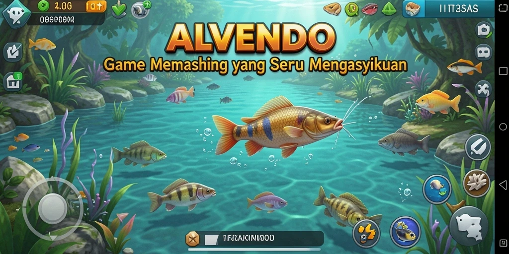 Gameplay seru ALVENDO dengan grafis memukau saat memancing.