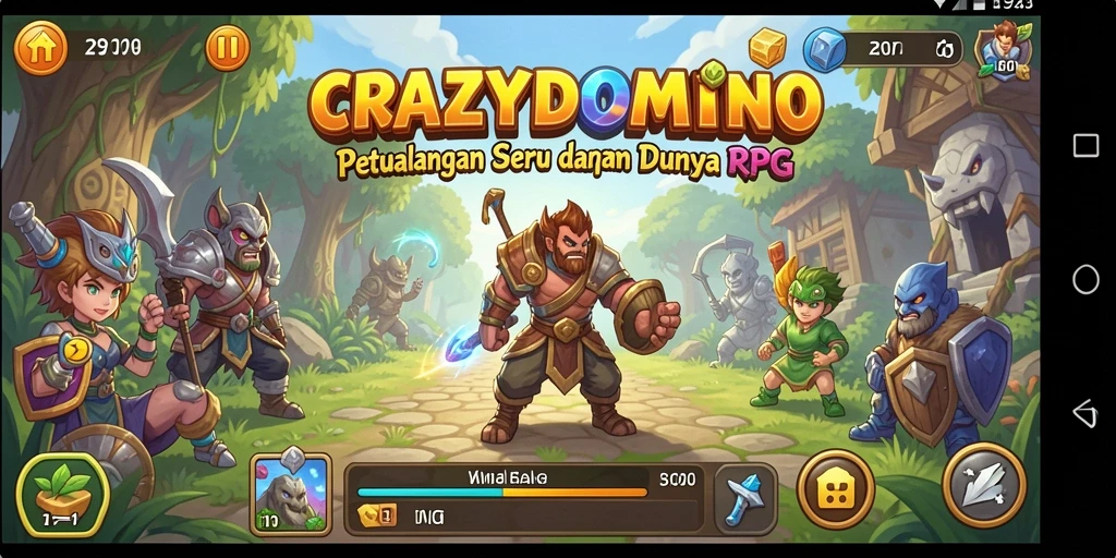 Screenshot gameplay seru CRAZYDOMINO dengan aksi RPG penuh strategi.