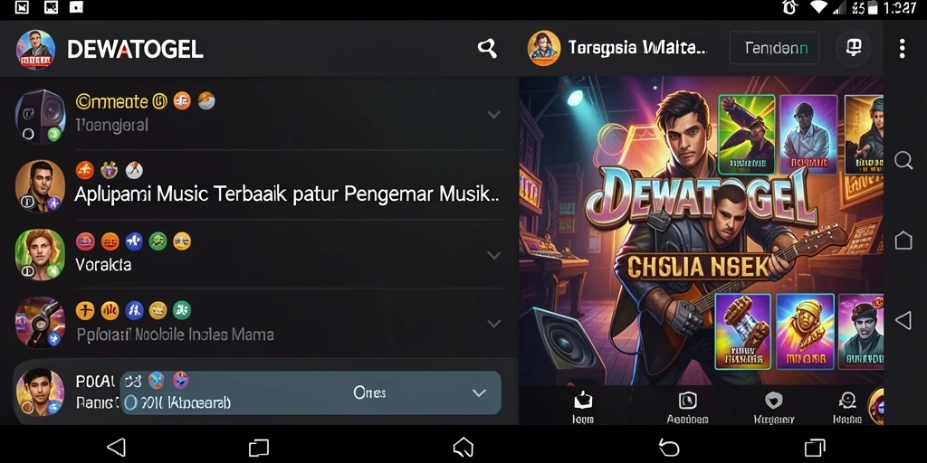 Tampilan layar utama DEWATOGEL menampilkan berbagai genre musik.