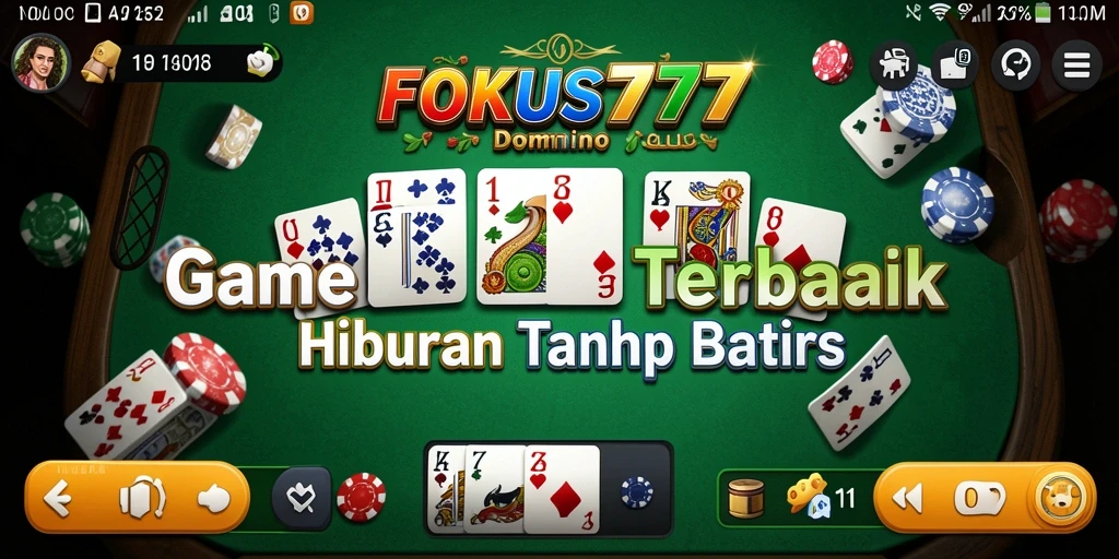 Screenshot gameplay FOKUS777 menampilkan suasana permainan Domino yang seru.
