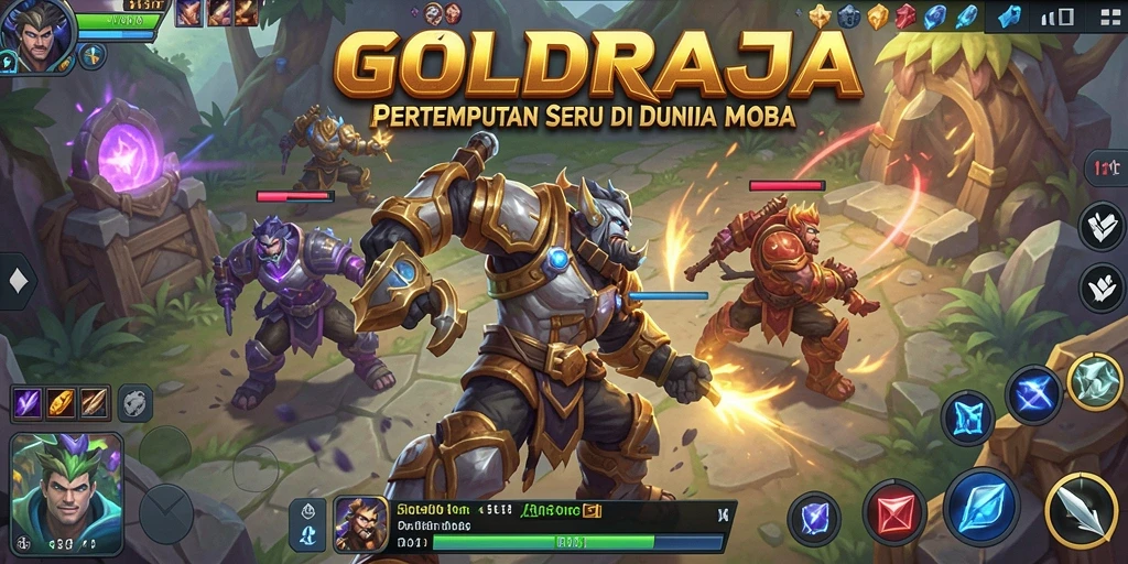 Screenshot gameplay menampilkan pertempuran epik di GOLDRAJA.