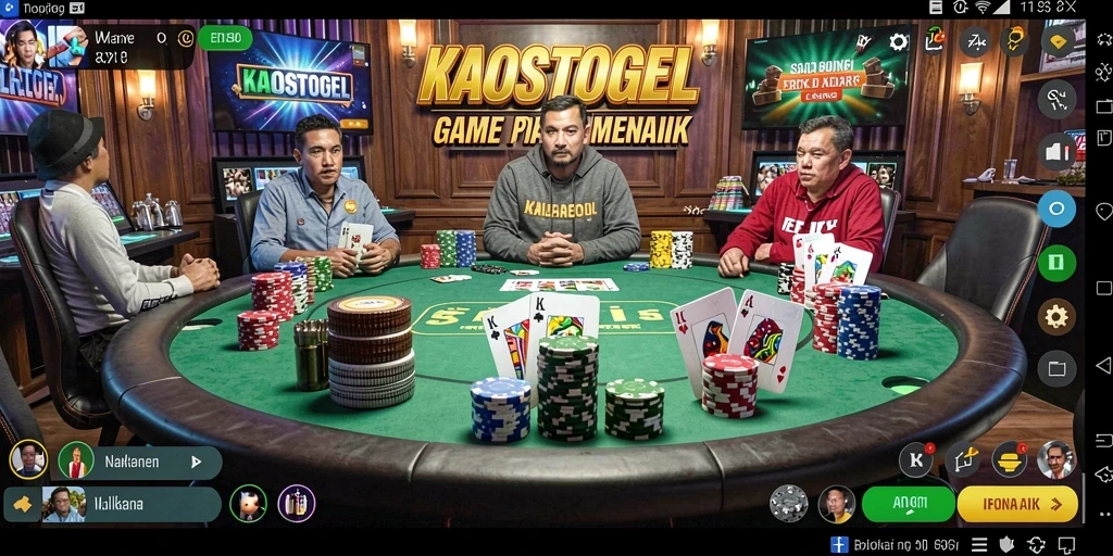 Gameplay KAOSTOGEL yang menarik dalam suasana poker yang seru.