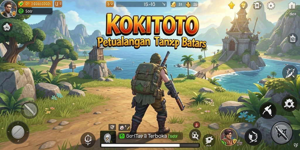 Screenshot gameplay KOKITOTO menampilkan dunia terbuka yang luas dan interaktif.