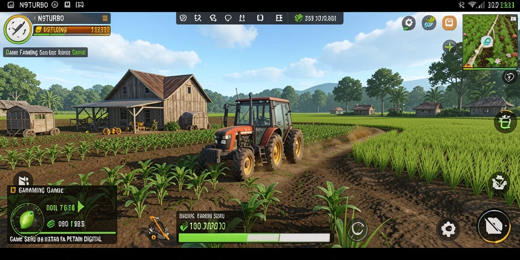 Tampilan gameplay <strong>N9TURBO</strong> dengan aktivitas bertani yang seru.