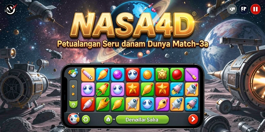 Gameplay seru NASA4D dengan aksi Match-3 yang menantang.
