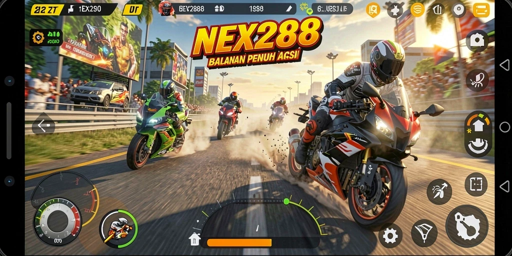 Pengalaman balapan mendebarkan di NEX288 dengan grafis memukau.