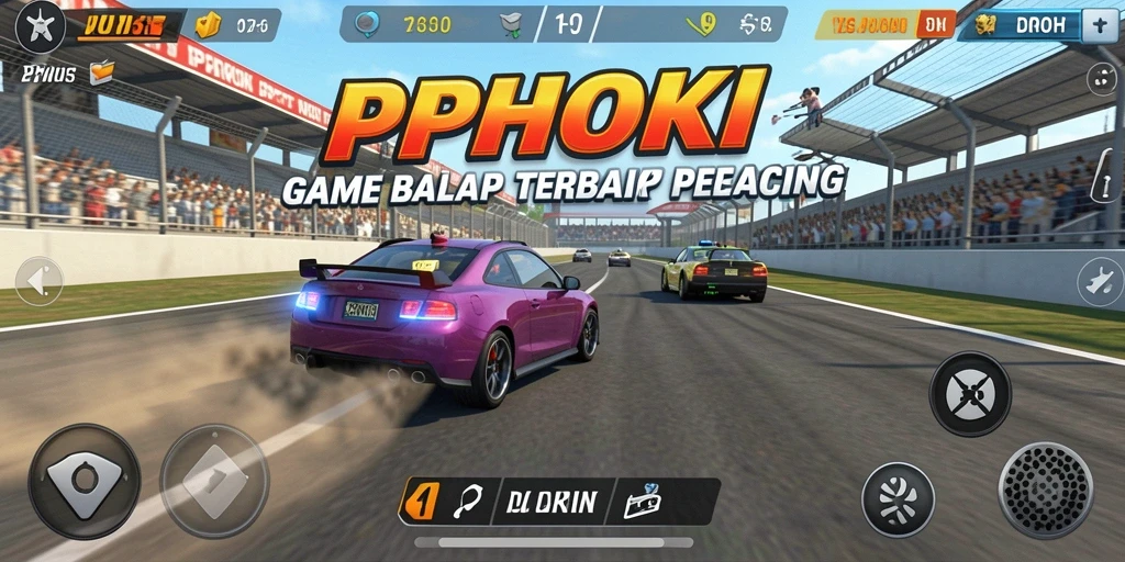 Tampilan gameplay PPHOKI yang menegangkan dan penuh aksi balap.