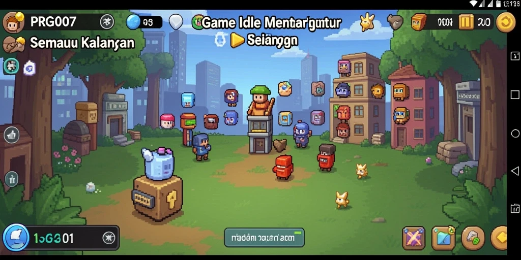 Screenshot menunjukkan gameplay santai PRG007 dengan karakter yang aktif.