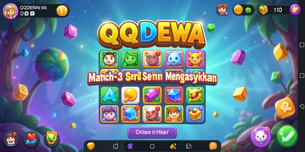 Gameplay seru QQDEWA dengan tantangan Match-3.