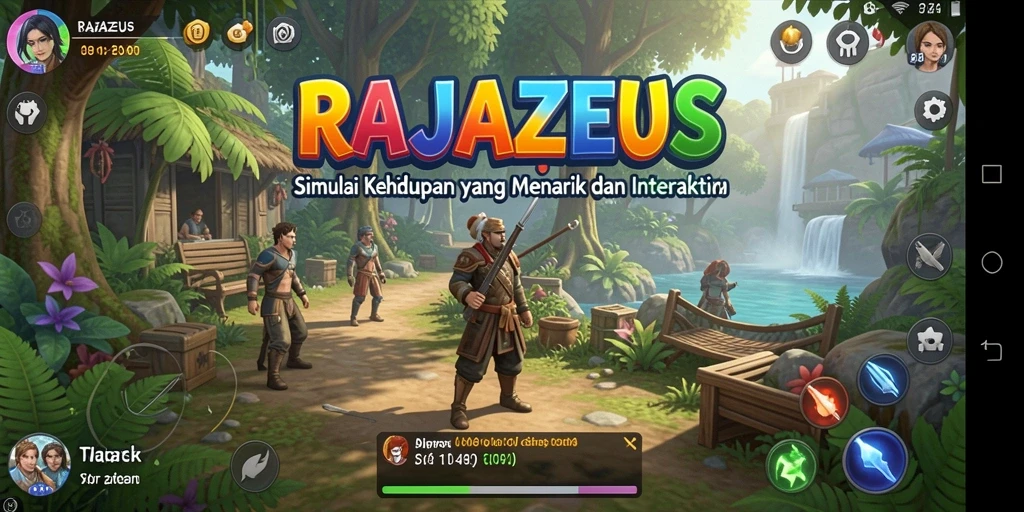 Tampilan gameplay menarik dari RAJAZEUS yang menampilkan simulasi kehidupan.