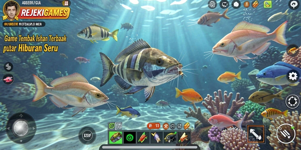 Tangkapan layar gameplay seru dalam REJEKIGAMES Tembak Ikan.
