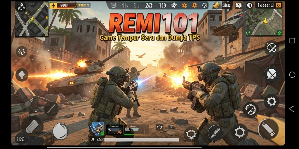 Screenshot utama REMI101 menampilkan aksi menegangkan dalam gameplay TPS.