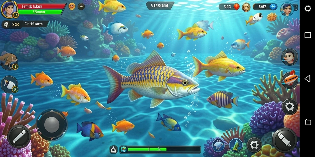 Gameplay seru dalam VV62 saat menangkap ikan.