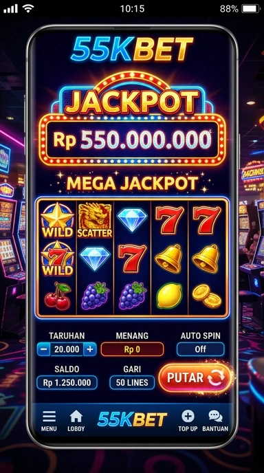 Pengguna sedang menikmati aplikasi 55kbet di perangkat mereka.
